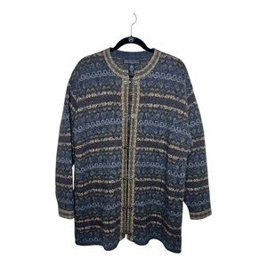 Vintage Fair Isle Sweater Silver Hardware Clasps 100% Wool 1X